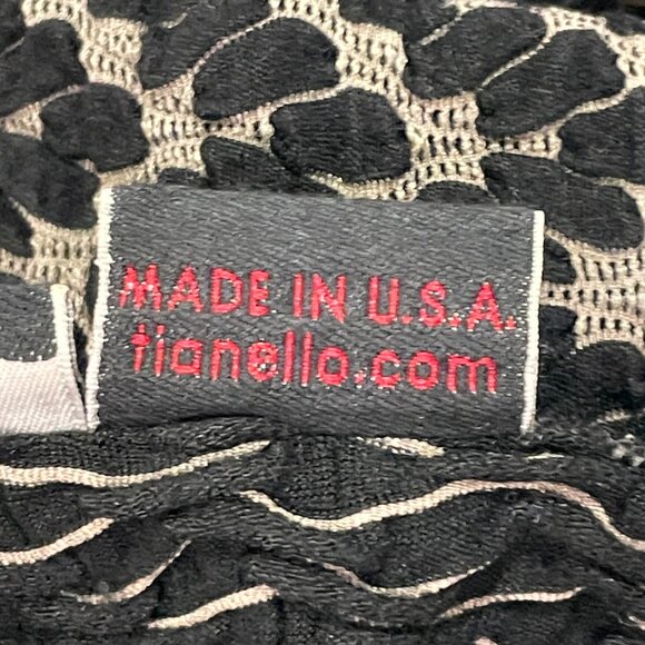 TIANELLO "Abrion" Honeycomb Texture Jersey Fit & Flare Midi Dress, Black - XL - Picture 7 of 8